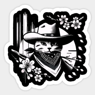 Kawaii Japanese Funny Cat Cowboy Cowgirl Meow Howdy Meowdy Sticker